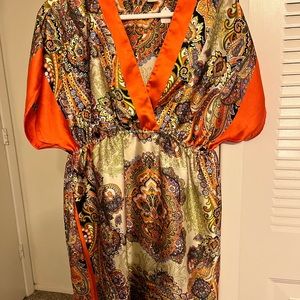 Beautiful woman silk dress